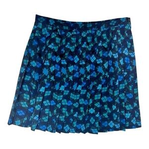 Vintage 90s Express Navy Geometric Schoolgirl Skirt 11/12 Dark Romantic Academia